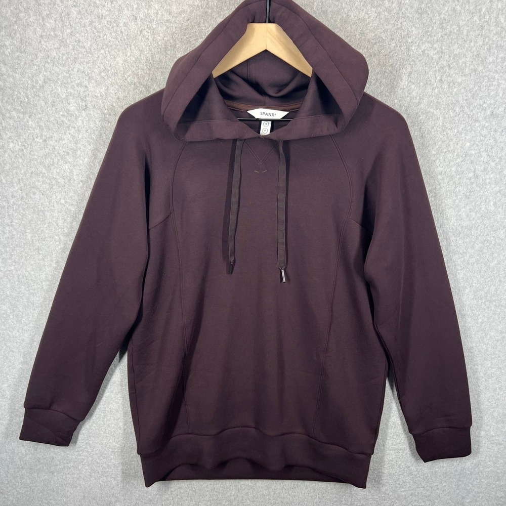 Spanx AirEssentials Classic Hoodie‎ Womens Size Small Truffle Brown Pullover EUC